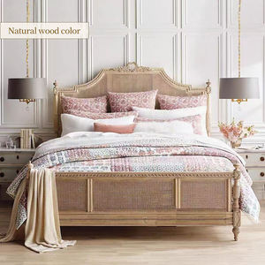 Оптовая продажа, однотонная деревянная кровать ручной работы, каркас размера «King-Queen Size», деревенская винтажная мебель из дуба, мебель для спальни - Product Image 5