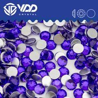 VDD 129 Strass en verre couleur Myrtille SS4-SS50, nouvelles couleurs, à dos plat, pierres scintillantes pour loisirs créatifs et décorations d'ongles