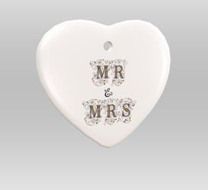 Mr and Mrs est 2026 <b>Heart</b> Shaped Porcelain Keepsake <b>Ornament</b> For Romantic Gift And Wedding Decoration - Product Image 4