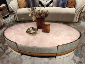 Table basse, table d'appoint, table à thé, décoration murale en dalle de pierre d'onyx rose naturel, moderne, polie, écologique, translucide, pour hall - Product Image 4