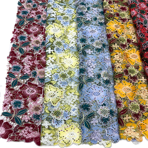 Tela de Encaje Soluble en Agua para Vestidos de Novia, con Cristales, <span class=keywords><strong>Guipur</strong></span>, Cordón, Alta Densidad de Cristales, Encaje Africano - Product Image 2