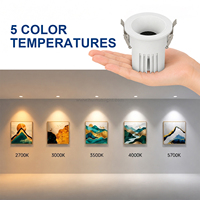 Spot encastré LED COB en aluminium moulé sous pression, découpe de 75 mm, anti-éblouissement, 12-30W, IP20, CRI 90 élevé, pour usage commercial et résidentiel
