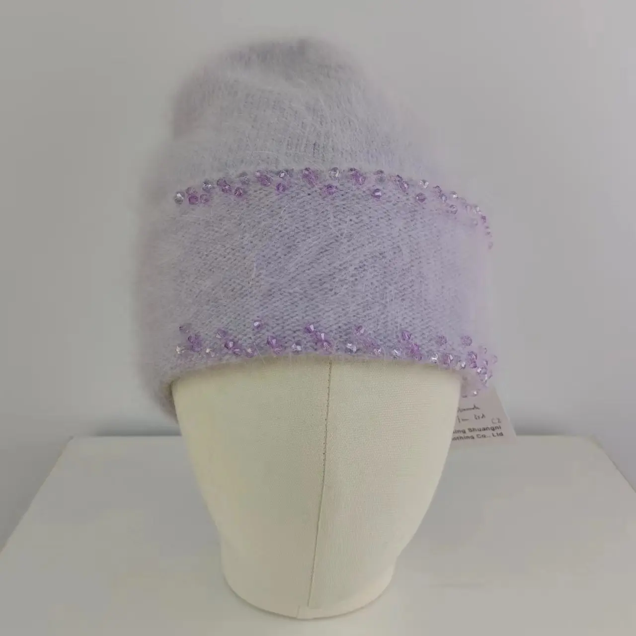 Autumn and winter ladies beautiful warm woolen hat wholesale luxury diamond-encrusted solid color knitted High-end knitted hat