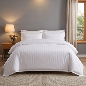 Soft Customized 1cm 3cm Stripe Hotel Duvet Cover Sets Hotel Stripe Bedding <strong>Sheet</strong> Sets Hotel Stripe Flat <strong>Sheet</strong> Sets with Pillow - Product Image 1