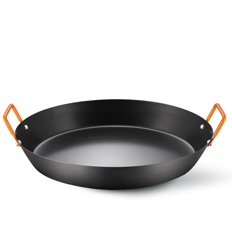 40cm Two Handle Round Cooking Non Stick Pan Seafood Paella Pans For Cooking color handle