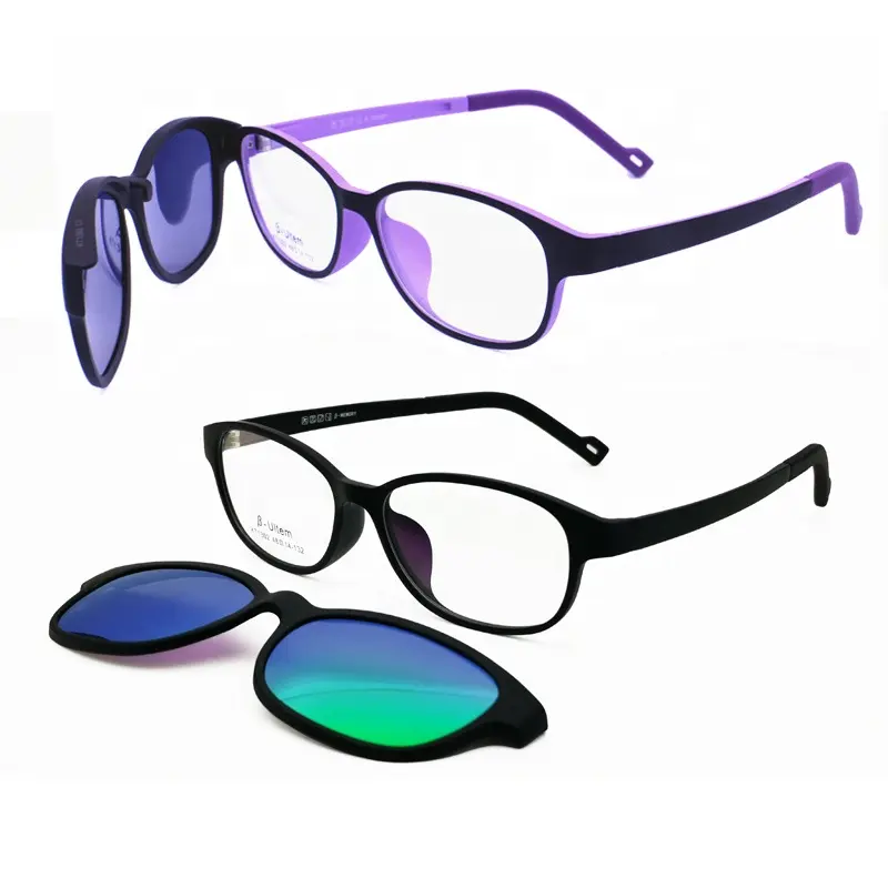 1302 ULTEM optical frame with magnetic clip on removeable polarized sunglasses lenses clips eyeglasses for childrend