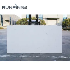 Runpin Calacatta Artificial Quartz Stone Slab White Gray Veins Faux Quartz Slab Polished Villa Kitchen Countertop Customizable