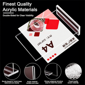 A4 <span class=keywords><strong>Acrylic</strong></span> bàn Thẻ bảng hiển thị đứng A6 bàn Đăng/nhãn cho giá cả và quảng cáo A5 t-hình dạng hiển thị đứng - Product Image 4