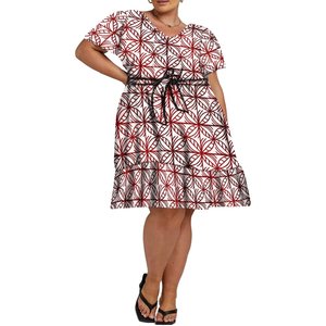 Abito da donna a vita alta a maniche corte personalizzato OEM con cinture Tapa Design Pacific Island Dress abiti da damigella d'onore abiti casual - Product Image 2