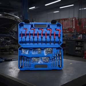 Kit de réparation de filetages 131 pièces, jeu d'inserts de filetage métriques, outil de réparation automobile, extracteur de vis en acier - Product Image 2