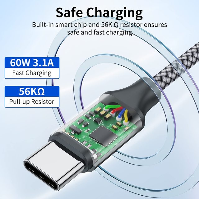 4K Video Output USB C Cable Type C to Type C Charging Cable for Monitor Laptop Connection