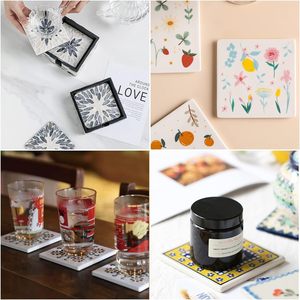 Sous-verres artisanaux en céramique : carreaux blancs non émaillés vierges pour la peinture, l'encre à alcool, le pouring acrylique, pour créer vos propres sous-verres en liège - Product Image 2