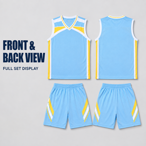Aangepaste basketbaluniform voor jongeren, ademende mesh-set met V-hals, mouwloos shirt en korte broek voor kinderen, voor basketbaltoernooien. - Product Image 3