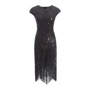 女式20世纪20年代挡板连衣裙v领防滑连衣裙咆哮20年代伟大的盖茨比派对连衣裙