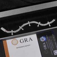Bracelet chaîne cubaine personnalisé en argent sterling 6 mm avec croix en moissanite, plaqué or, style punk unisexe