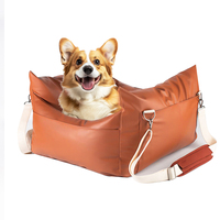Siège de voiture pour chien en polycoton imperméable de luxe avec housse amovible et lavable, siège de voyage hivernal écologique pour petits chiens