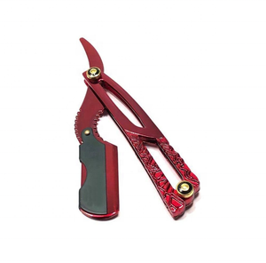 มีดโกนหนวดพับได้มีขอบตรงสีแดงใหม่ - Product Image 1