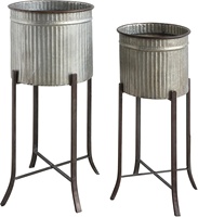 Luckywind Vente en gros de jardinières en métal antique pour l'intérieur et l'extérieur, cadre en métal galvanisé, pot de fleurs en fer forgé, support pour plantes
