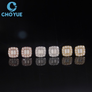 Hot Sale Baguette Cut Moissanite Stud <b>Earrings</b> Real 925 Silver Gold Plated Claw Setting Luxury Screw <b>Back</b> Stud <b>Earring</b> Jewelry - Product Image 1