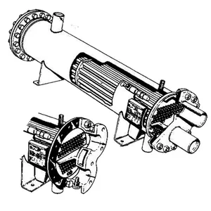 Single circuit tube & shell heat exchanger is used as water cooled condenser of freezers or water heaters of heat pump units