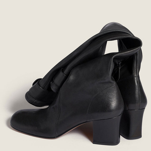 Women's Square Toe Knee High <b>Boots</b> Ladies High Chunky Heels Side Zipper Shoes Top Metal Buckle Long Booties - Product Image 4