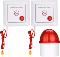 Sirène d'extérieur sans fil pour appel infirmier avec lumière stroboscopique, 3 LED rouges, sirène flash 110 dB et 2 boutons de panique pour bureau, entrepôt, entreprise