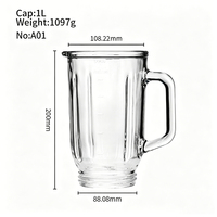 Bol de remplacement en verre sodocalcique résistant à la chaleur pour mixeur Panasonic, 1L (34oz), prix promotionnel