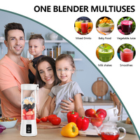 Draagbare Mini Handblender Roestvrijstalen mes ABS-behuizing Single-Speed ​​Juicemixer 6 messen 400 ml Waterdicht 150 W USB
