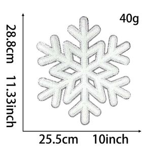 Nouvel arrivage : Patch brodé en chenille et sequins, motif neige, grand format 28 cm, thermocollant, bord argenté - Product Image 6