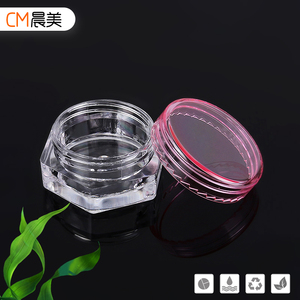 Hexagon Jar Plastic 3g Hexagon Empty Mini Cream Jar Clear Transparent Plastic Jar For Cosmetics