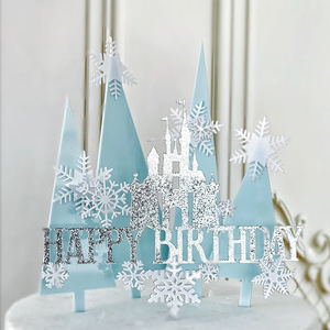 Decoración de Pastel con Miel y Dulzura, Adorno Acrílico de Castillo y Copo de Nieve, Feliz Cumpleaños, Artículos para Fiestas de Cumpleaños - Product Image 2