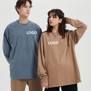 เสื้อยืดแขนยาวขนาดใหญ่พิเศษพร้อมพิมพ์ลายโลโก้ผ้าฝ้ายเจอร์ซีย์คอกลมเสื้อลำลองผู้ชาย - Product Image 1