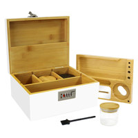 Kit d'accessoires magnétiques anti-odeur personnalisés boîte de rangement pour tabac boîte de rangement en bois de bambou avec plateau roulant et serrure