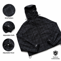 Veste à capuche à motif quadrillé avec logo personnalisé, veste coupe-vent légère à fermeture éclair intégrale pour hommes, veste de sport d'extérieur