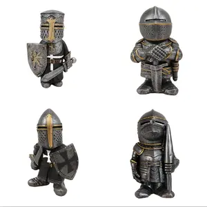 Knight Gnomes Guard Garden Statues Christmas Guardians Gnomes Armor Miniature European Knights Sculpture for Yard Lawn Art Decor