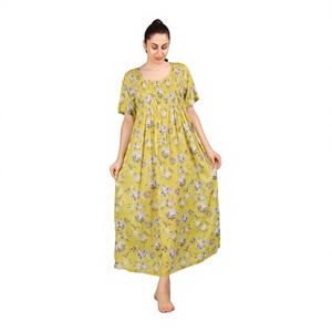 Traje de noche de algodón de lujo para mujer de buena calidad y vestido de noche de manga corta transpirable suave Sexy conjuntos de ropa de dormir - Product Image 1