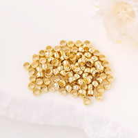 Perles de positionnement rondes plaquées or 14K 18K de 1,5/2/2,5/3 mm, clips plats, extrémités fixes, pour fabrication de bijoux DIY, lot en vrac, matériel de bijouterie perlée