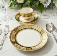 Service à thé et à café en céramique écologique de style européen vintage, 17 pièces, avec motifs en relief