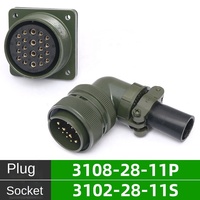 American Standard Aviation Plug MS3102A28-11P MS3108A28-11S incurvé 22 Core Connecteur étanche Produit de haute qualité