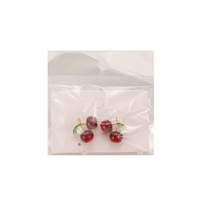 Trendy zomerse oorbellen voor dames, zoet rood kersenontwerp, volledig bezet met strass steentjes (kristalstrass), acryl lucite.