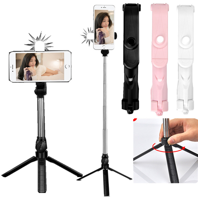 Foldable Wireless Ring Light Selfie Stick Tripod with Remote Controller for Smartphone