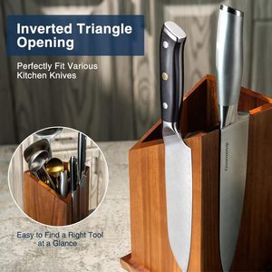 Porte-couteaux magnétique en bois de 9,65 pouces de hauteur avec drainage et pieds antidérapants pour le rangement de cuisine - Product Image 3