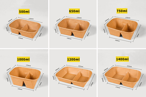 Hot Bán Dùng Một Lần Cấp Thực Phẩm Sinh Thái Thân Thiện Với 2 Ngăn Giấy Kraft Takeaway Hot Bao Bì Thực Phẩm Hộp Với Nắp - Product Image 6