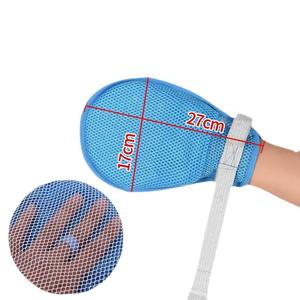 Gants anti-extraction avec sangle de fixation au poignet pour personnes âgées, plaque souple intégrée bleue, fonctionnement manuel, certifiés CE - Product Image 2