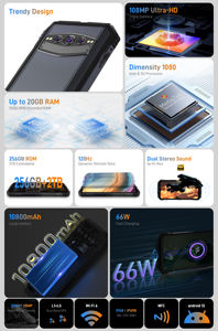 <span class=keywords><strong>DOOGEE</strong></span> <span class=keywords><strong>V30T</strong></span> 6,6 pulgadas FHD + 120Hz IPS pantalla 10800mAh 66W carga rápida WiFi 6 Identificación de huellas dactilares NFC Android 12 5G teléfono inteligente resistente - Product Image 4