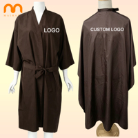 Bata Impermeable y Resistente al Blanqueamiento para Clientes de Spa y Peluquería, Color Marrón, con Logotipo Bordado Personalizado, Capa de Barbero para Salón