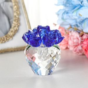 Red Color Crystal Flower Gifts for Mom Wife Girlfriend Glass Flower Ornaments for Home Office Tabletop <b>Paperweight</b> - Product Image 5