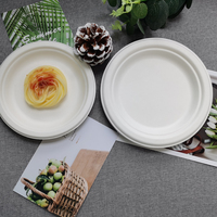 Vaisselle jetable Assiette en bagasse Conteneur alimentaire en canne à sucre Plateau à 9 compartiments Assiette ronde à emporter Vente en gros