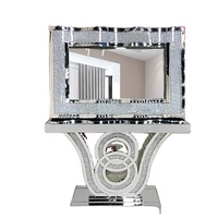 Table console de luxe en miroir avec diamants écrasés étincelants et ensemble de miroirs Meubles Mobles Espejos Spiegels