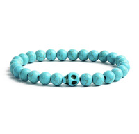 Offre Spéciale Turquoise Perlé Bracelet Tortue Crâne Croix Irrégulière Mode Élastique Hommes Bijoux Bracelet